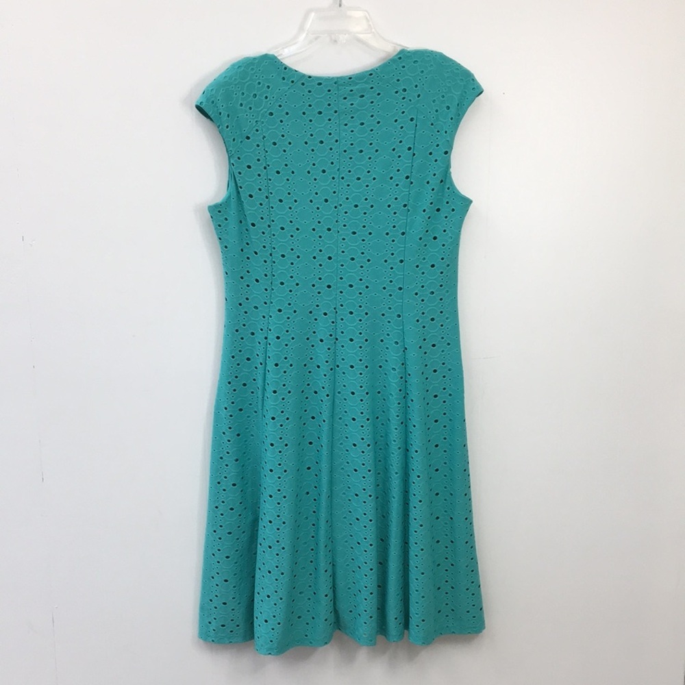 London Style Collection Eyelet Dot Pattern Mint Green Midi Dress Size 14 - Picture 5 of 8